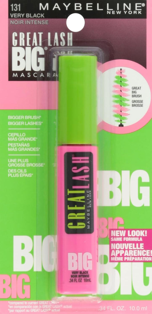 Maybelline New York Great Lash Big Washable Mascara, Very Black 131, 0.34 uid