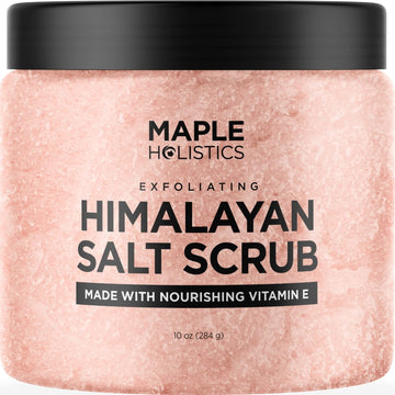Himalayan Salt Exfoliating Body Scrub - Pink Himalayan Salt Scrub Body Exfoliator with Nourishing Body Oils Hydrolyzed Collagen and Lychee Fruit Essential Oil for Legs Thighs Butt and Full Body Care
