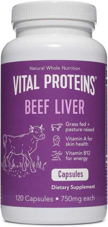 Vital Proteins Grass-Fed Desiccated Beef Liver Pills - (120 Capsules, 5.28 Ounces