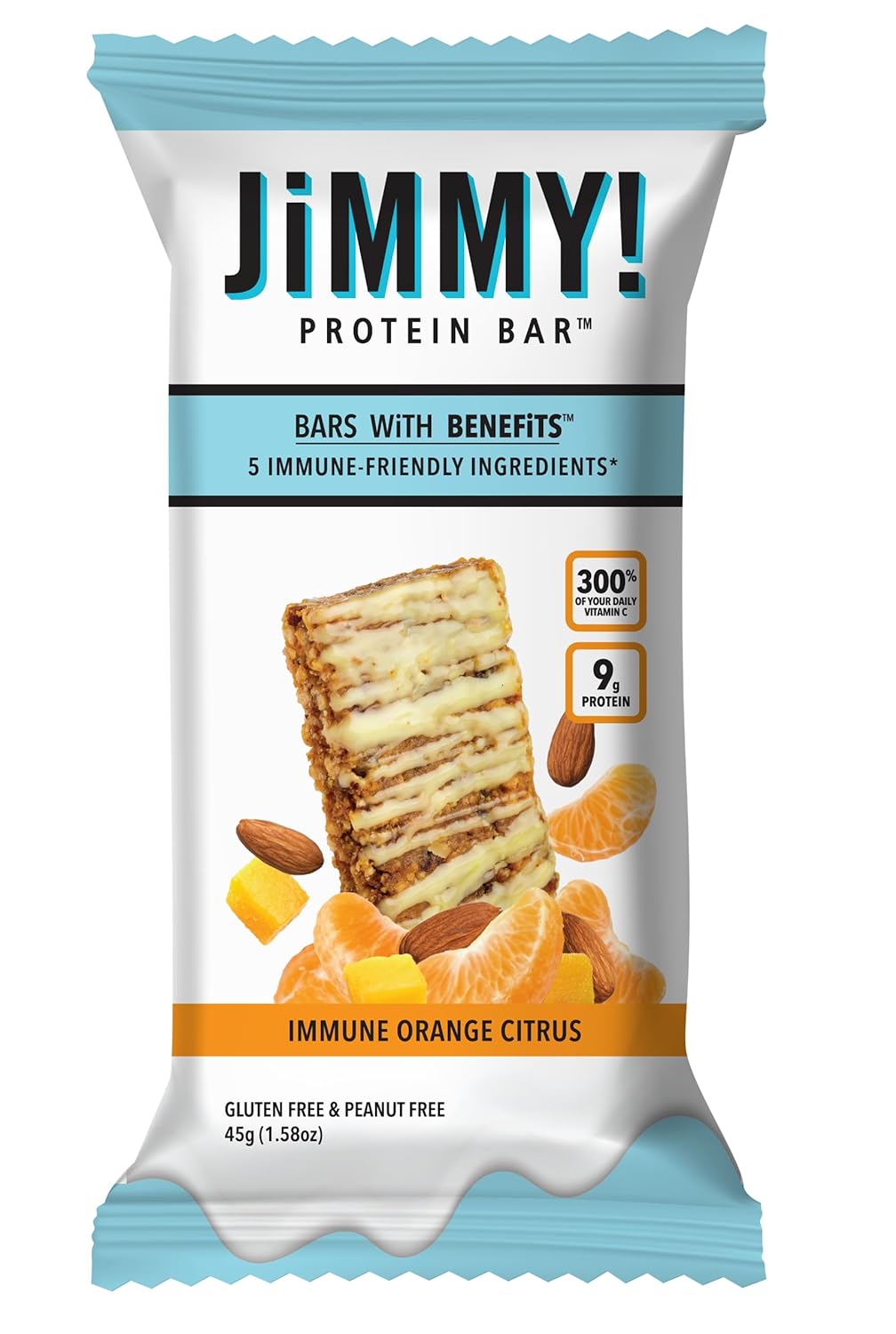 JiMMY! Protein Bar, Orange Citrus, Immune Support, 15 Count - Energy B1.96 Pounds
