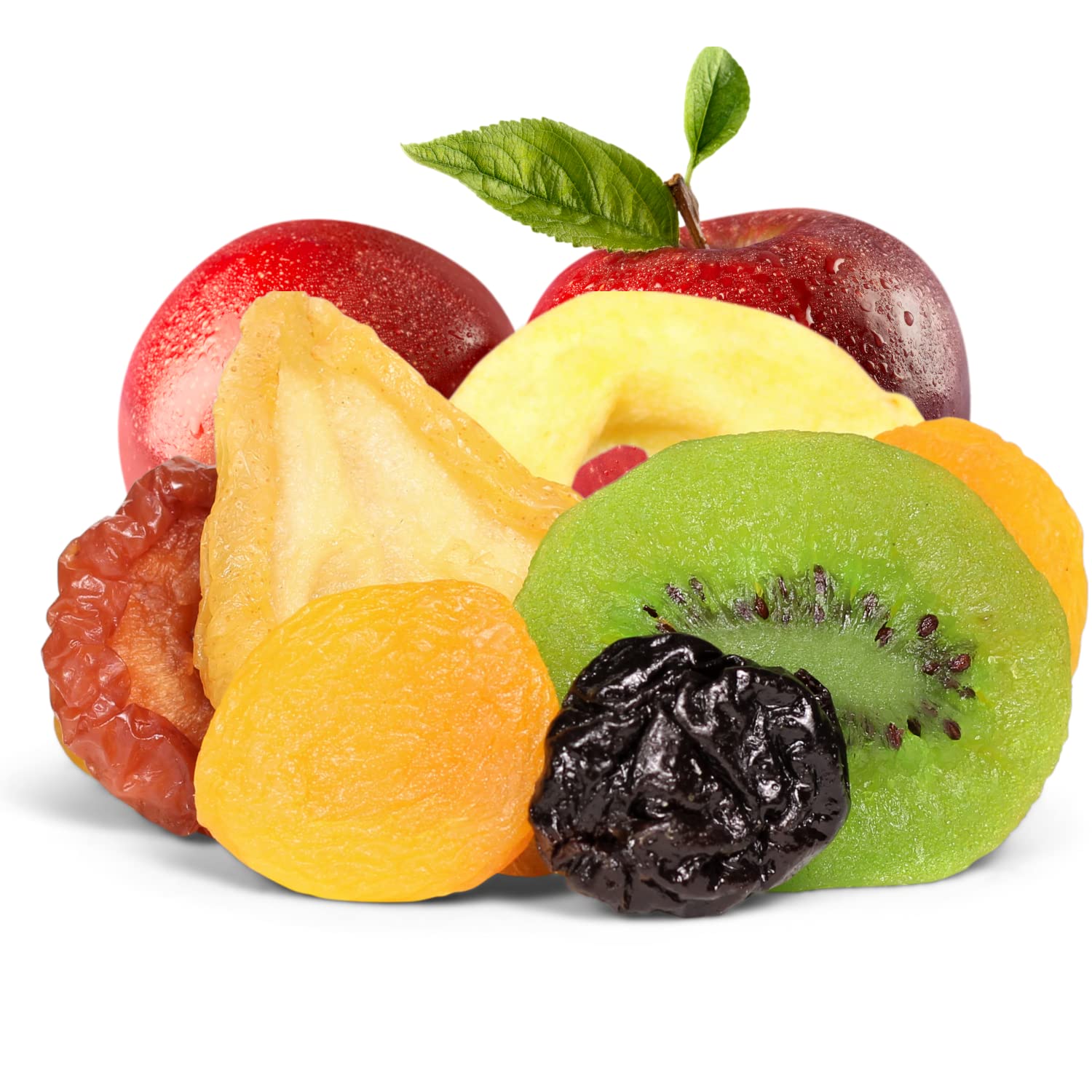 Dried Mixed Fruit with Prunes by It's Delish, 2 lbs (32 Oz) Bulk | Snack Mix of Prunes, Apricots, Plums, Apple Rings, Ne