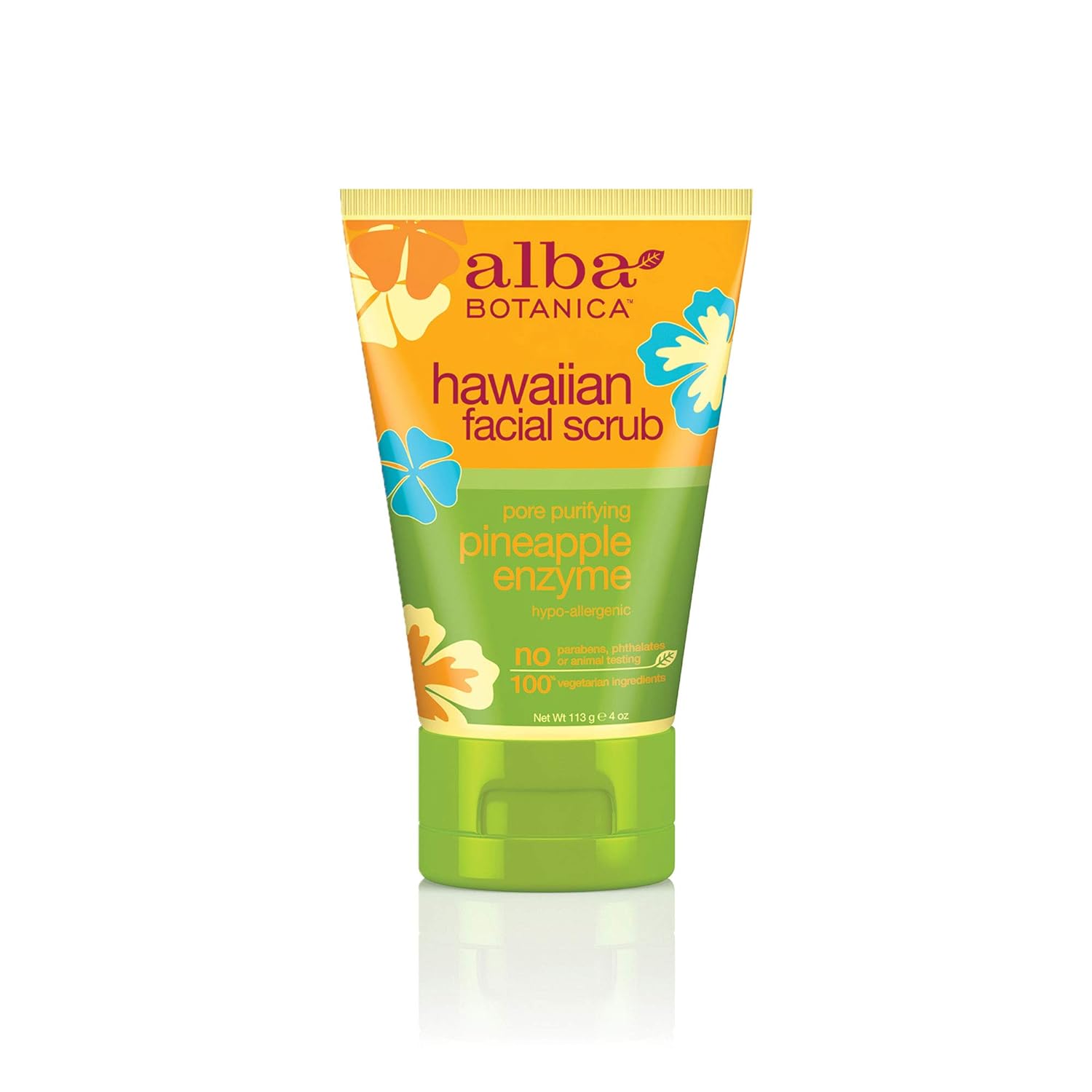 Alba Botanica Pore Purifying Pineapple Enzyme Hawaiian Facial Scrub, 4 . (Pack of 6)