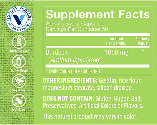 Burdock Root (Arctium Lappa) 1080Mg  A Traditional Herb That Supports