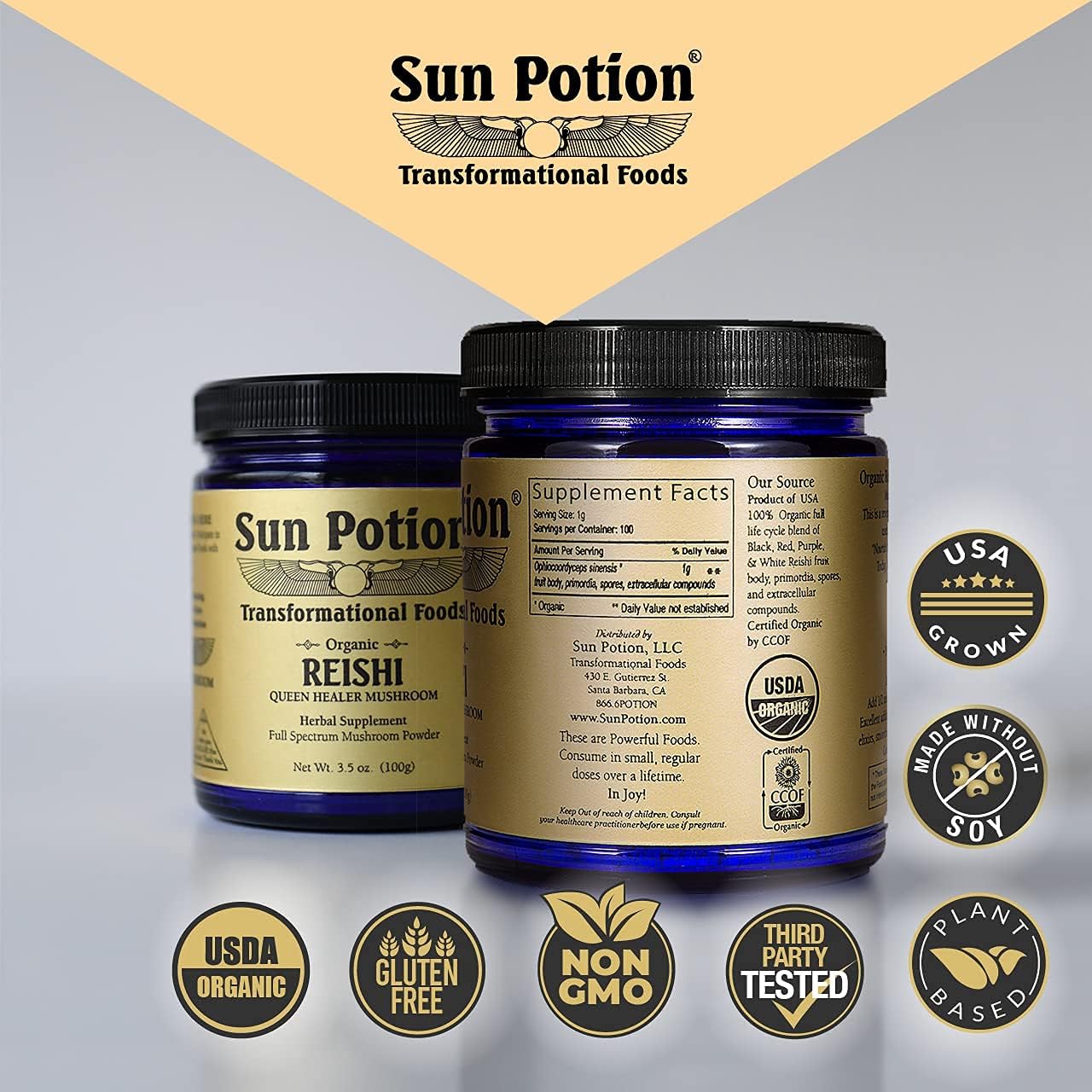 Sun Potion Reishi Mushroom Powder (Organic) - (100g)