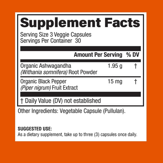 Physician's CHOICE Ashwagandha 1950mg Organic Ashwagandha Root Powder with Black Pepper Extract, Stress Support, Mood Su