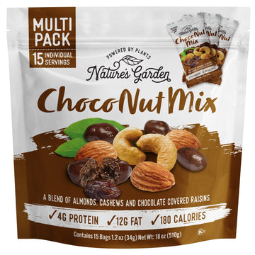 Nature's Garden Choco Nut Mix, Chocolate Covered Raisins, Nut Mix, Almonds, Cashews, Cholesterol Free, Sodium Free, No A