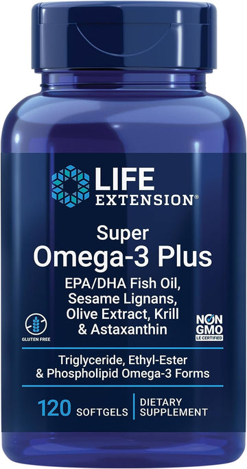 Life Extension Super Omega-3 Plus EPA/DHA Fish Oil, Sesame Lignans, Olive Extract, Krill & Astaxanthin - Heart, Brain &