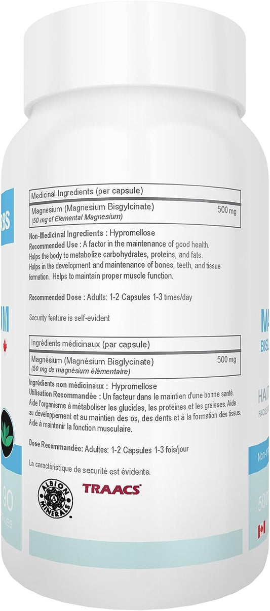 Magnesium Bisglycinate ? Highest Absorption ? Premium Grade ? No Fillers ? Non Buffered ? 90 Veg Caps ? 500mg Magnesium