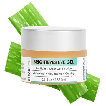 CLEARstem - BRIGHTEYES - Nourishing Anti-Aging Eye Gel - For Puffy Eyes, Crow's Feet, & Dark Circles - Made with Collagen, Stem Cells, Peptides & Aloe Vera - Vegan - Gluten Free - Men & Women - 0.6