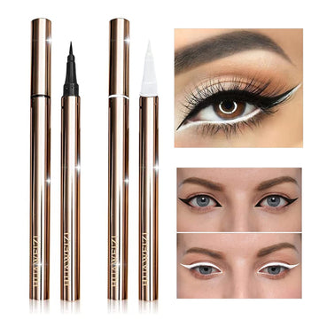 YEPYEPGO 2PCS Waterproof Liquid Eyeliner, White and Black Eyeliner Set, Quick Drying Long-lasting Eye Liner for Makeup, Cruelty-Free Eyeliner Liquid Set Smudge Proof Easy To Use