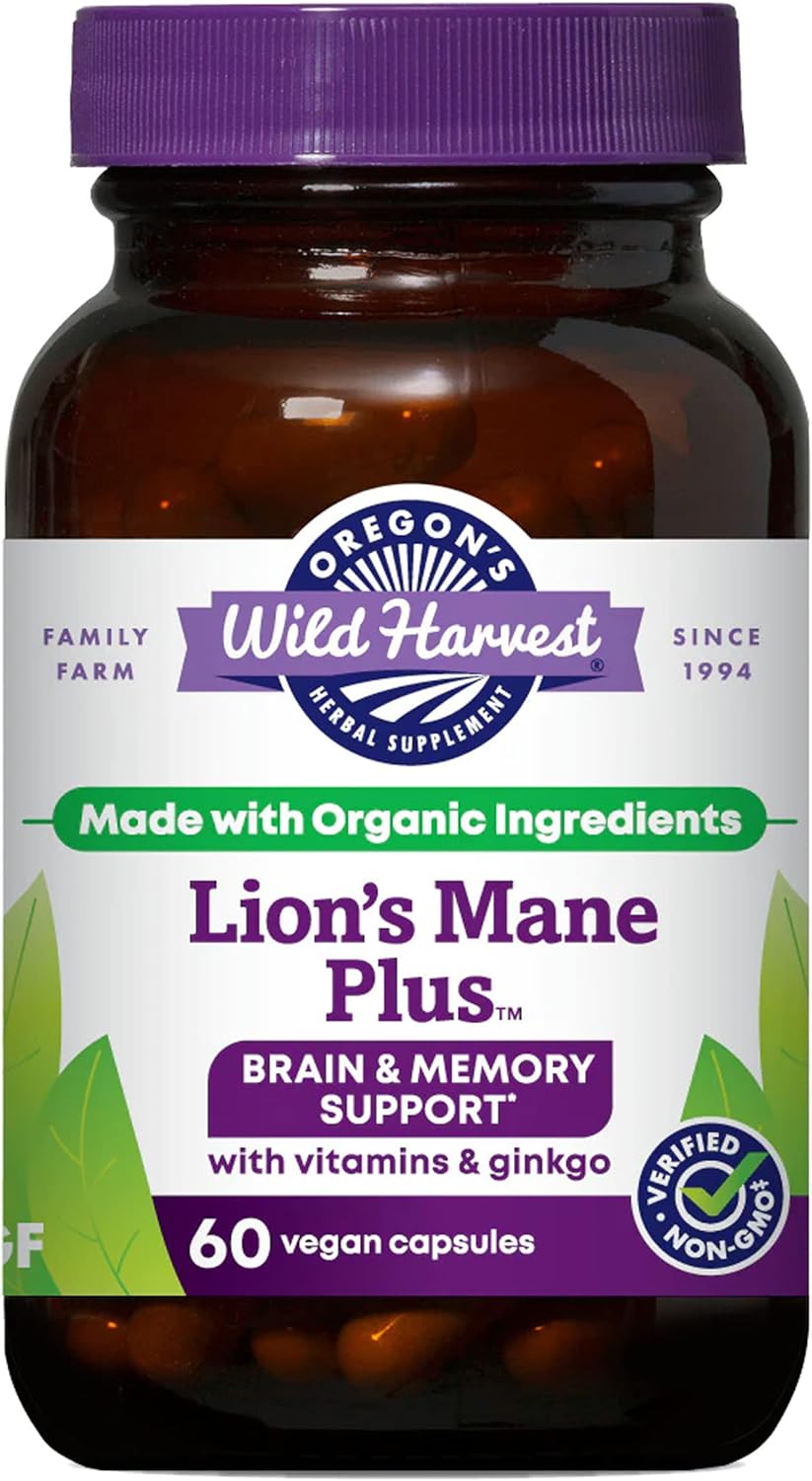 Oregon's Wild Harvest Lion's Mane Plus Brain & Memory Support with Vit