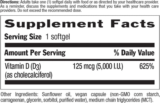 Country Life Vegan D3 5000 Iu, 60 Softgels, Certified Gluten Free, Cer