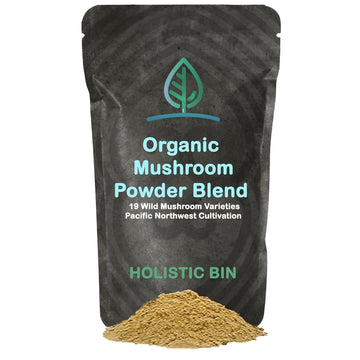 Holistic Bin Organic Mushroom Blend Powder 19 Wild Harvested Varieties