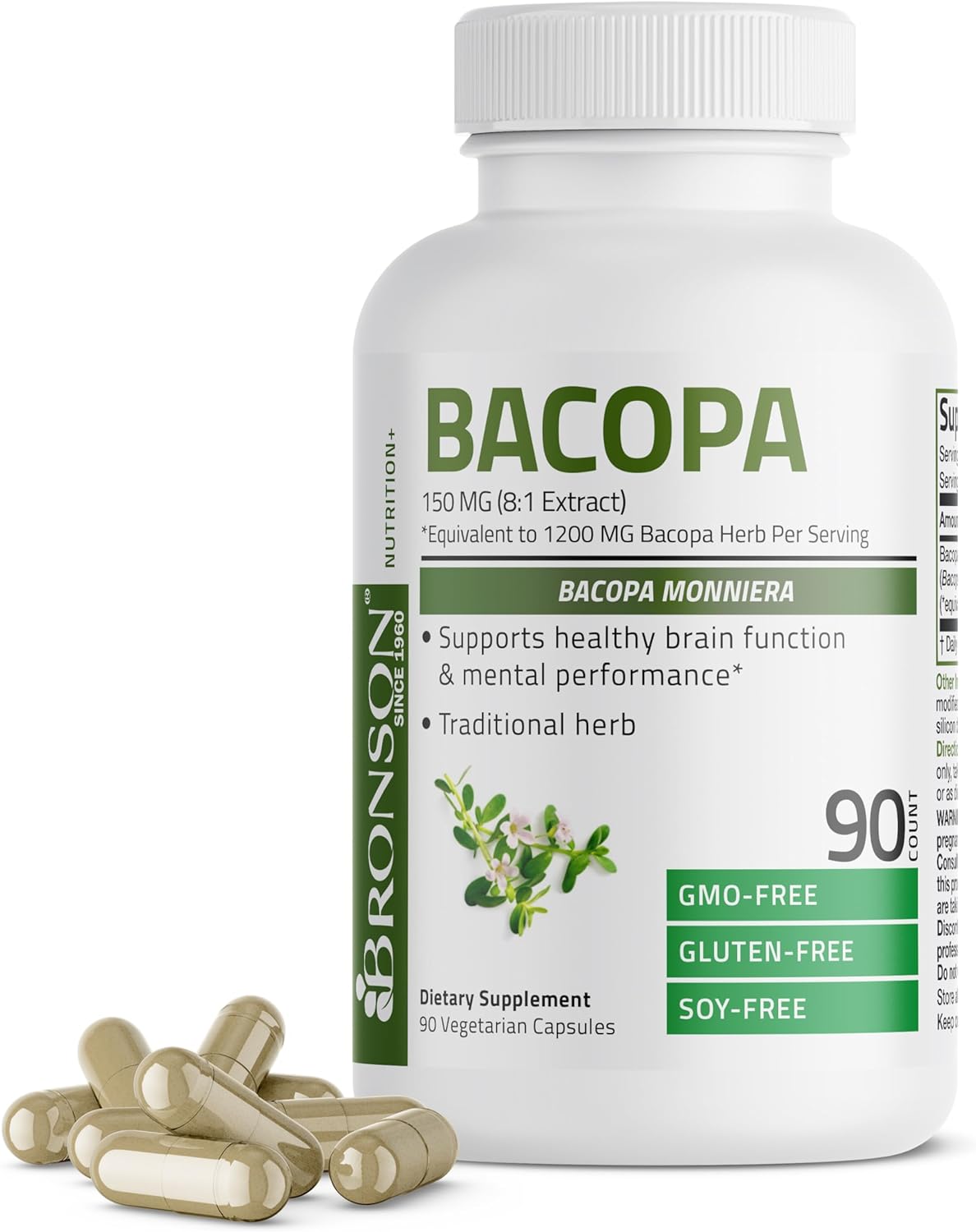 Bronson Bacopa (1200mg Equivalent from 8:1 Extract) Supports Healthy B