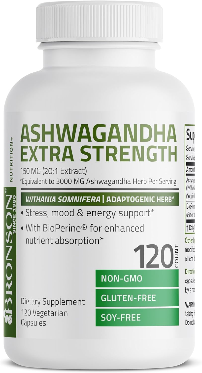 Bronson Ashwagandha Extra Strength Stress & Mood Support with BioPerin
