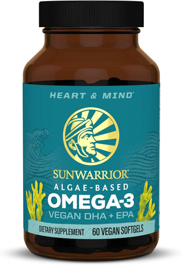 Sunwarrior Vegan Omega 3 DHA & EPA Supplement Algal Oil Preferred Alternative to Fish Oil Supports Brain Eye Joint & Hea