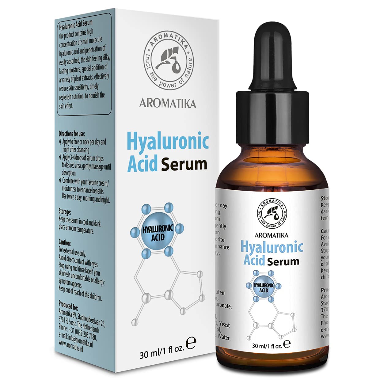 Hyaluronic Acid Skin Serum 1.0  - For Face & Skin Care - Glass Bottle - W/Hyaluronic Acid For All Skin Types - Anti Age Serum