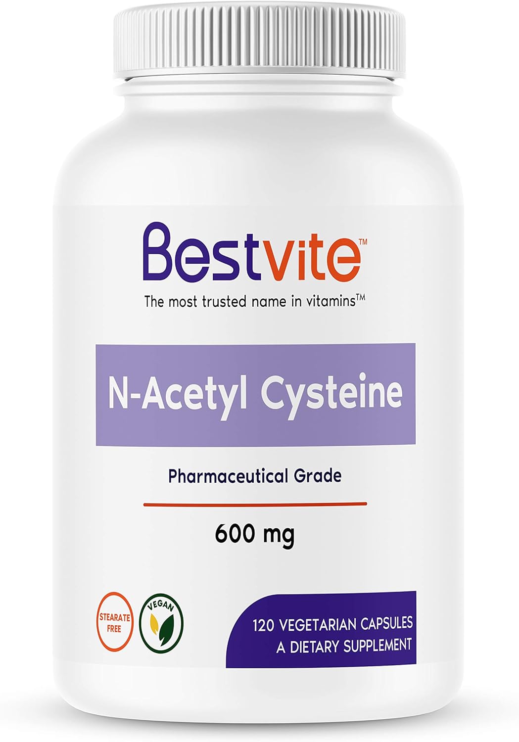 BESTVITE N-Acetyl Cysteine 600mg (NAC) (120 Vegetarian Capsules) - No