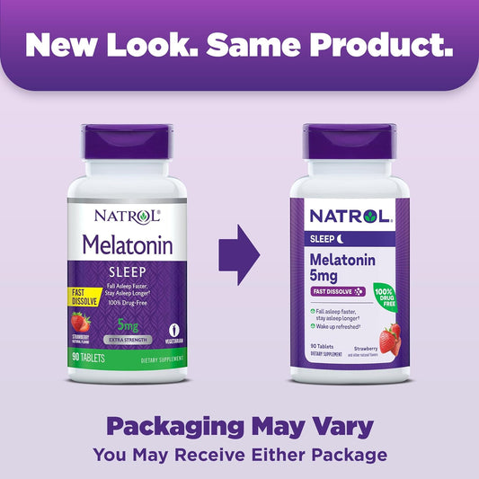 Natrol Melatonin 5mg, Strawberry-Flavored Dietary Supplement