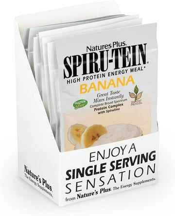 NaturesPlus SPIRU-TEIN Shake - Banana Flavor - 8 Packets, Spirulina Pr11.22 Ounces