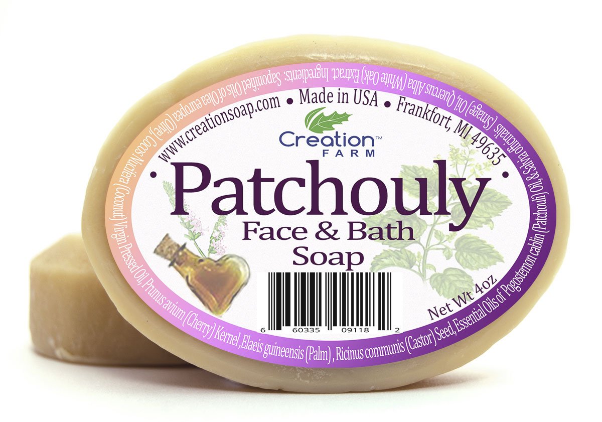 Creation Farm Handmade Patchouli Face & Hand Soap - 100% Pure Botanical Soap 8  (2-4 Bar Pack) from