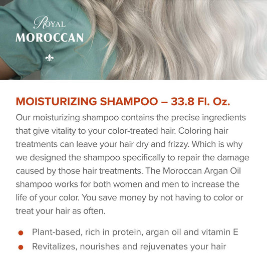 Royal Moroccan Sulfate Free Shampoo | Argan Oil Shampoo | Shampoo for Color Treated Hair | Moisturizing Shampoo Argan Oil Hair Products (1000 ml 33.8 )