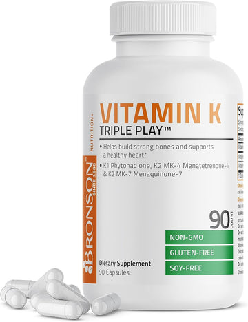 Bronson Vitamin K Triple Play (Vitamin K2 MK7 / Vitamin K2 MK4 / Vitam