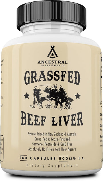 Ancestral Supplements Grass Fed Beef Liver Capsules, Supports Energy P5.64 Ounces