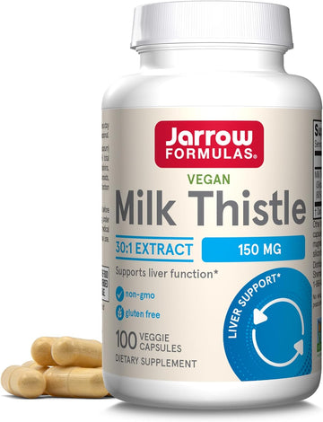 Jarrow Formulas Milk Thistle 150 mg With 30:1 Standardized Silymarin Extract, Dietary Supplement for Liver Function Support, 100 Veggie Capsules, 33-100 Day Supply