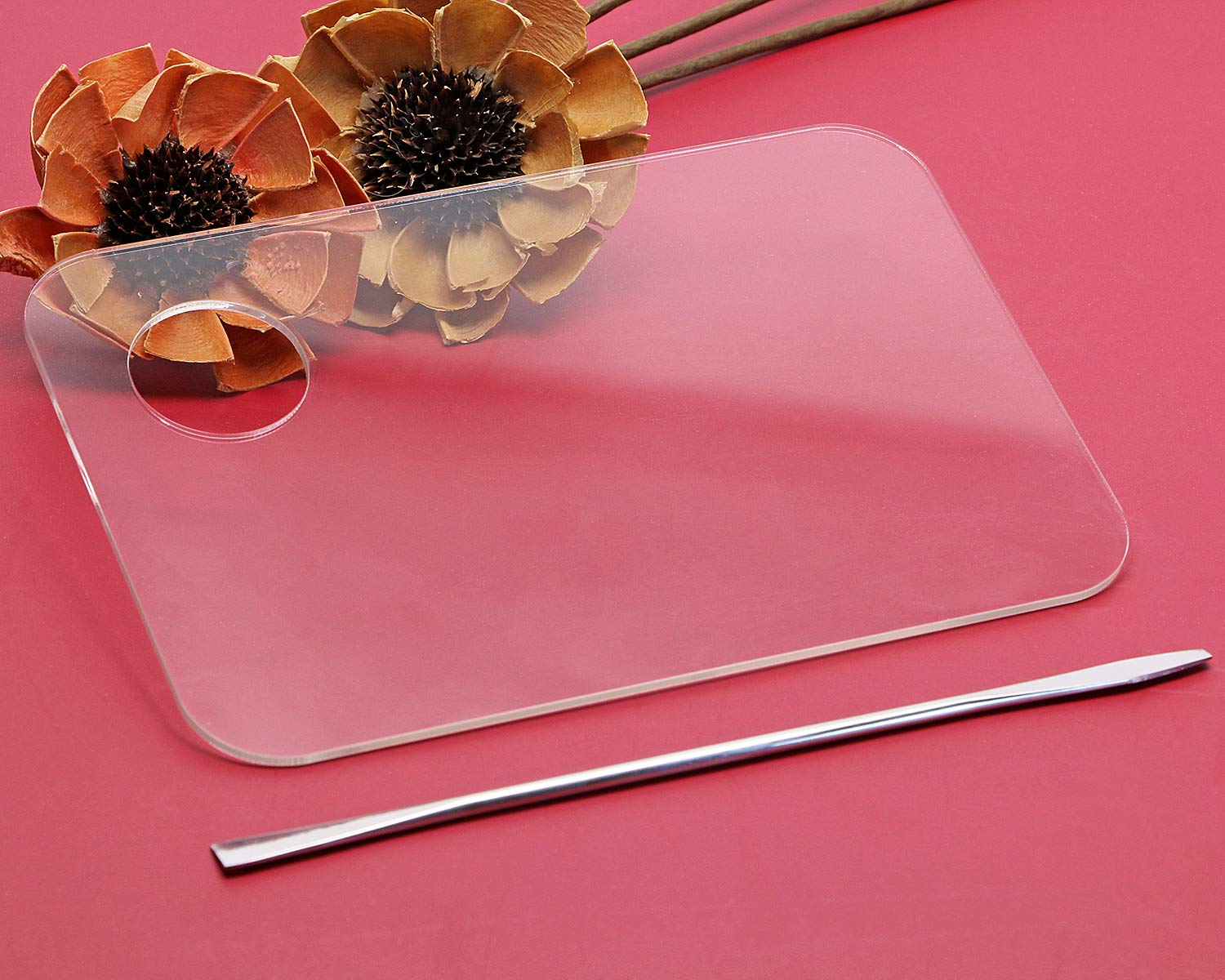 ONLYKXY 2 Pieces Makeup Palette and Spatula, Acrylic Cosmeti