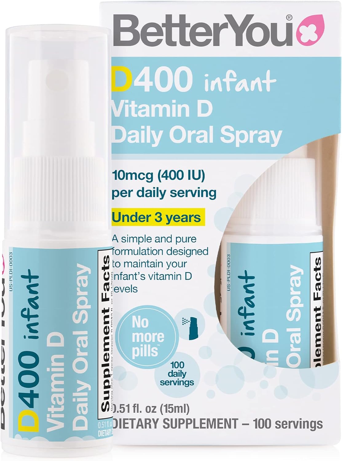 Betteryou D400 Infant Vitamin D Oral Spray - Convenient Alternative Fo