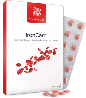 Healthspan IronCare (120 Tablets) | Added Vitamin C & B2, B6 & B12 | S125 Grams