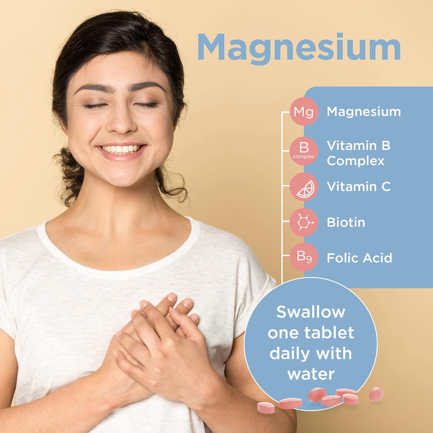 Healthspan Magnesium 375mg (90 Tablets) | Added Vitamin C & Vitamin B 