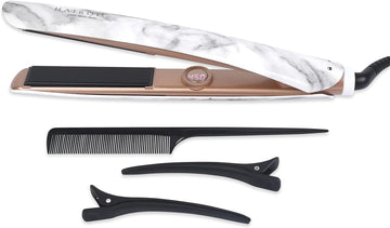 Hair Straightener, 1 Inch Ceramic at Iron for Hair, 2 in 1 Straightener and Curler, Auto Shut Off,Dual Voltage Travel at Iron,Best 1 Inch at Iron to Ease Frizz,HAIROIC (White Marble)