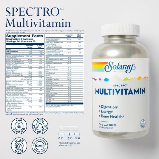 SOLARAY Spectro Multivitamin with Iron - Multi Vitamin with Calcium, M