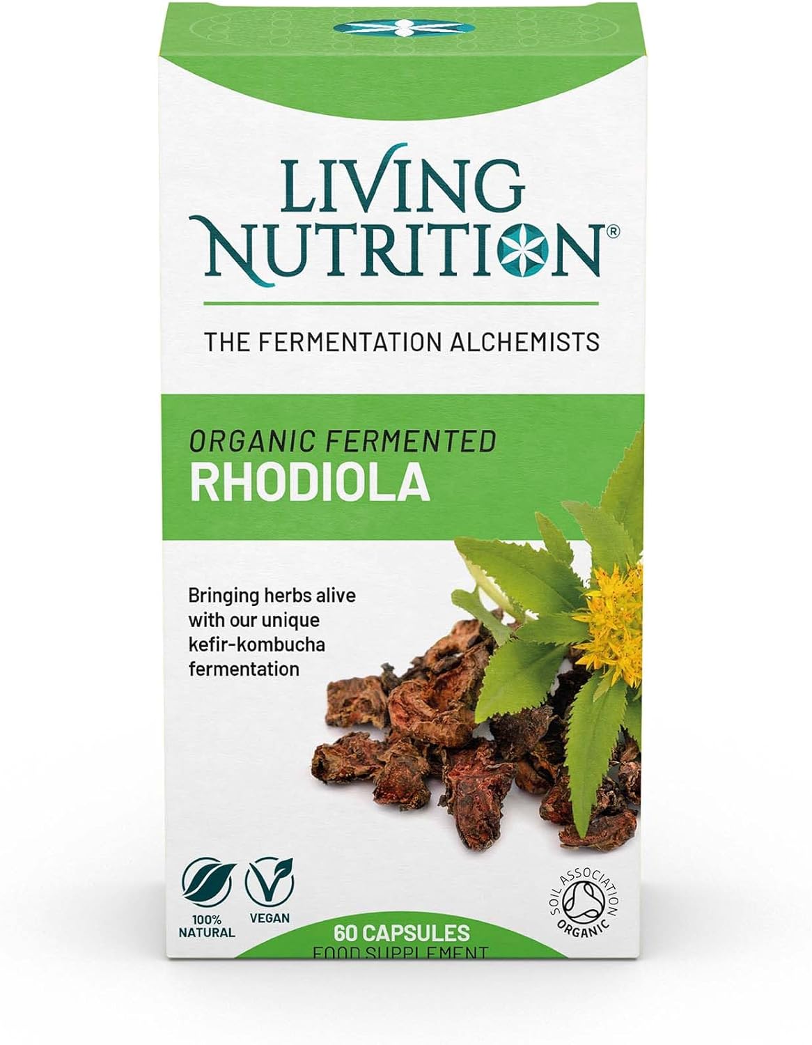 Living Nutrition Organic Fermented Rhodiola (60 Caps) - Herbal Adaptag