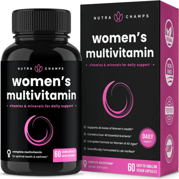 Nutrachamps Women'S Daily Multivitamin Supplement - Vegan Capsules With Biotin, Vitamins A B C D E K, Calcium, Zinc, Lutein, Magnesium - Premium Multimineral Multivitamin For Women