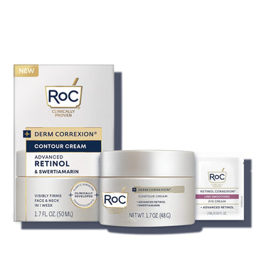 RoC Derm Correxion Neck Cream with Hyaluronic Acid and Advanced Retinol to visibly Tighten & Lift Horizontal Neck Lines, Facial Moisturiser to Contour Face, Neck and Jawline, 1.7