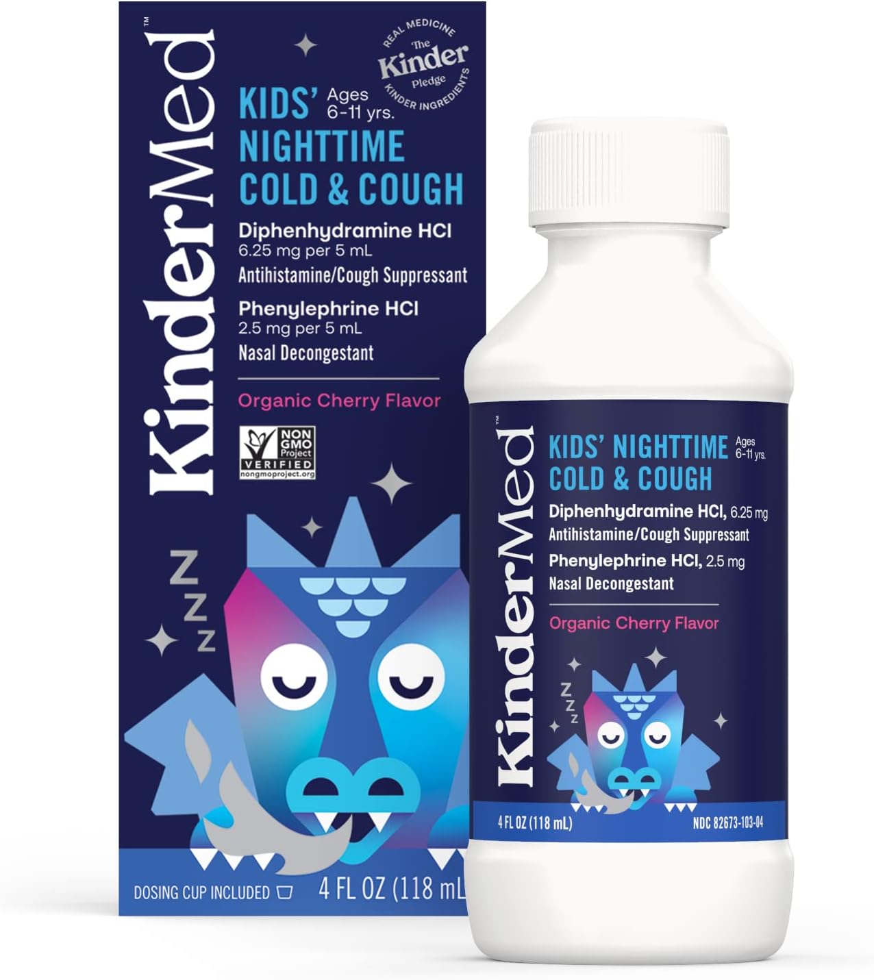 Kindermed Kids' Nighttime Cold & Cough Medicine – Safe Relief For Children’S Cold Symptoms, Alcohol & Dye-Free