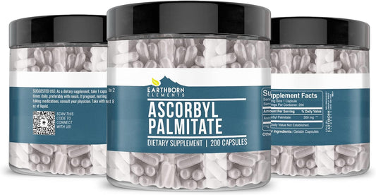 Earthborn Elements Ascorbyl Palmitate 200 Capsules, Pure & Undiluted,