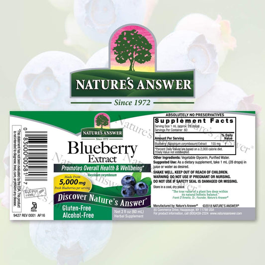 Natures Answer's Blueberry Fruit Extract Supplement for Eyes Alcohol Free 2. | Eye and Vision Support | High in Antioxidants | Promotes Blood Circulation | Relieves Red and Itchy Eyes