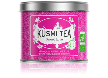 Kusmi Tea Sweet Love Loose Tea Tin - Organic Blend of Black Tea, Pink Pepper, Guarana & Spices