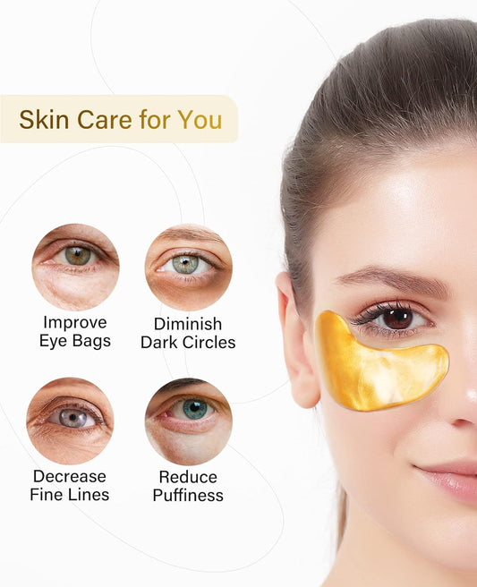 Dr. Pure Under Eye Patches (40 Pairs), Eye Patches for Puffy Eyes, Under Eye Mask, Eye Masks for Dark Circles and Puffiness, Under Eye Patches for Dark Circles and Puffiness, 24K Gold Eye Mask