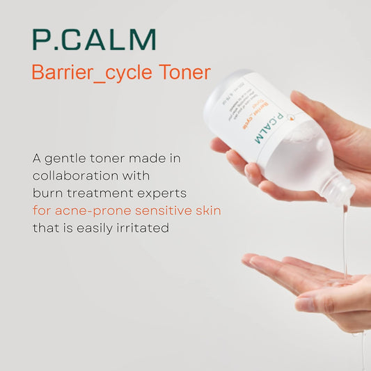 PCALM Barrier Cycle Super Soothing Calming Essence Toner - Chamomile Azulene Centella Asiatica Tea Tree serum Alcohol-Free P.CALM Vegan Toner for Dry Oily Sebum Acne-Prone Sensitive Irritated Skin