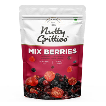 Nutty Gritties Mix Berries - Dried Black Currants Blueberries Strawberries And Cranberries - 200 Gms