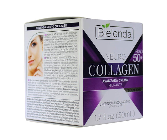 BIELENDA, NEURO COLLAGEN 3 PEPTIDE,VITAMIN C & E, AGE 5 0+,ADVANCED BEAUTIFYING MOISTURIZER, DAY/NIGHT 1.7