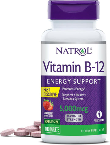 Natrol Vitamin B-12 5000mcg, Dietary Supplement for Energy and Healthy