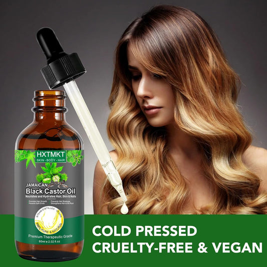 Jamaican Black Castor Oil for Hair Growth, Organic Castor Hair Oil Stimulate Hair Regrowth, Thicker Eyelashes & Eyebrows