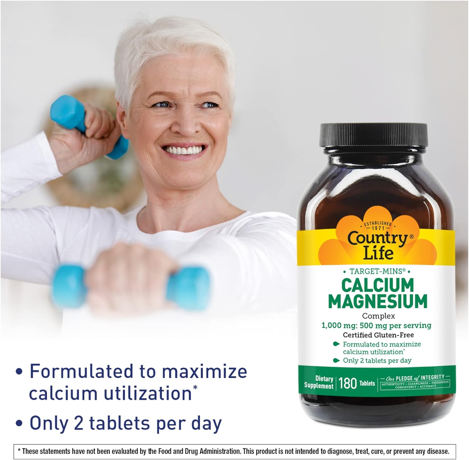 Country Life Target-Mins Calcium Magnesium Complex 1000mg/500mg, 180 T