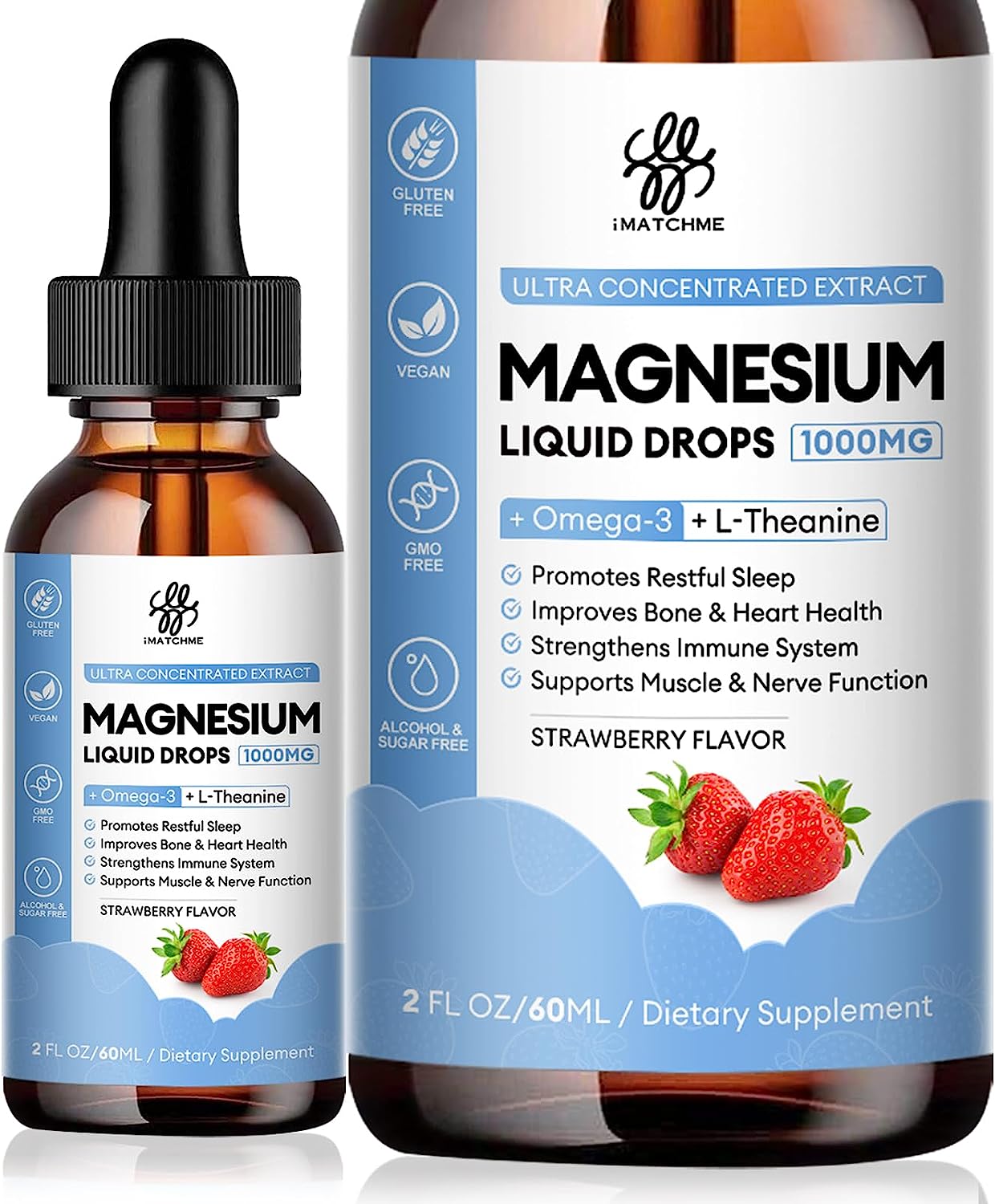 Magnesium Glycinate Liquid Drop with Citrate, Oxide and Taurate, Calm Magnesium with Omega3, L-Theanine, D3, B6, B12 for